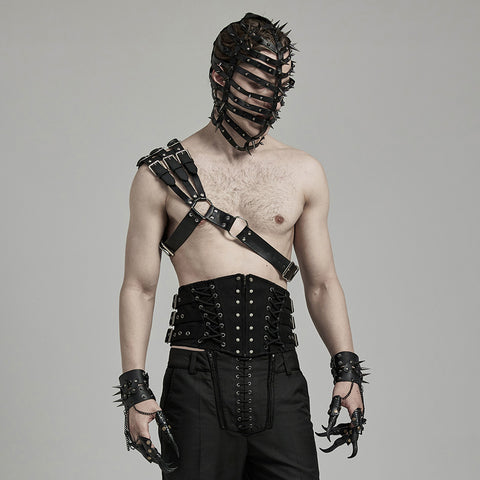 Punk one shoulder leather harness