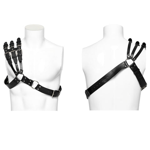 Punk one shoulder leather harness