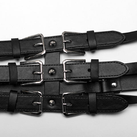 Punk one shoulder leather harness