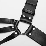 Punk one shoulder leather harness