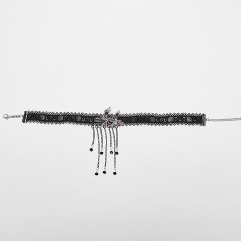 Punk Blood Butterfly Tassel Choker
