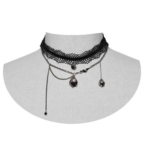 Goth Lace Gradient Pendant Choker