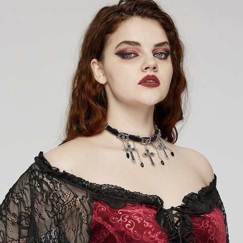 Goth Gorgeous Cross Choker