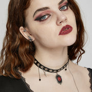 Goth Black Leather Choker