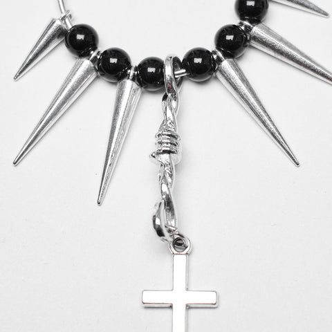 Goth Cross Pendant Spike Earrings