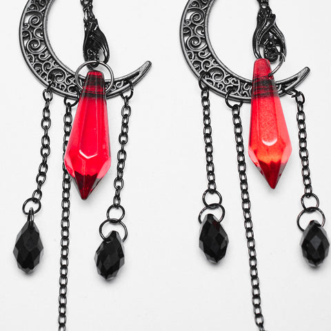 Goth Black Moon Earrings
