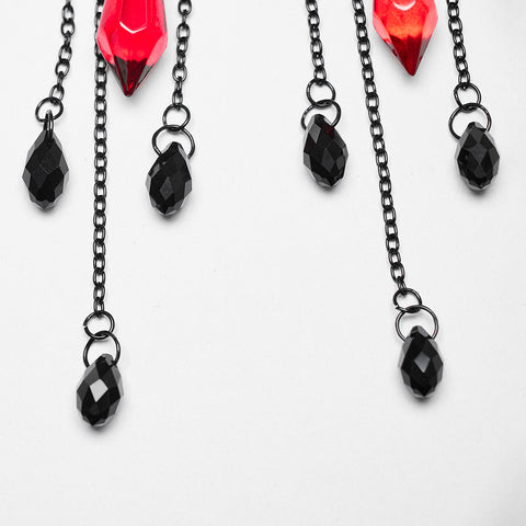Goth Black Moon Earrings
