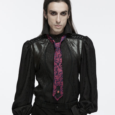 Goth flower pattern tie