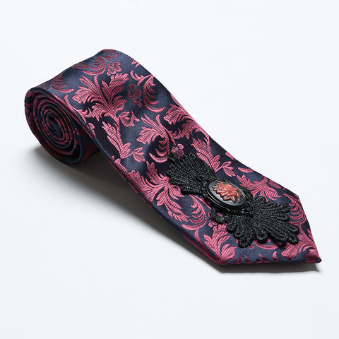 Goth flower pattern tie