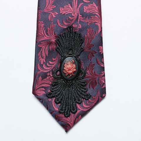 Goth flower pattern tie