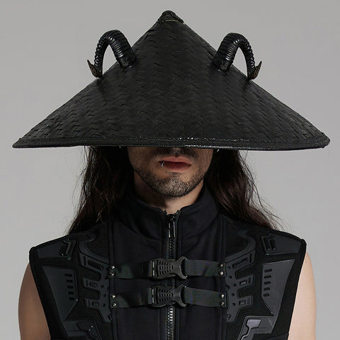 Punk Dark Sheep Horn Conical Hat