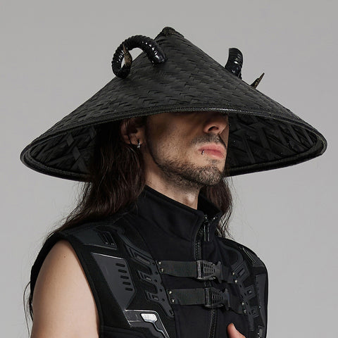 Punk Dark Sheep Horn Conical Hat