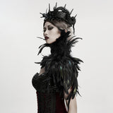 Goth Asymmetric Feather Shawl