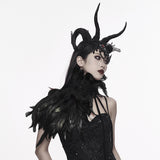 Goth Asymmetric Feather Shawl