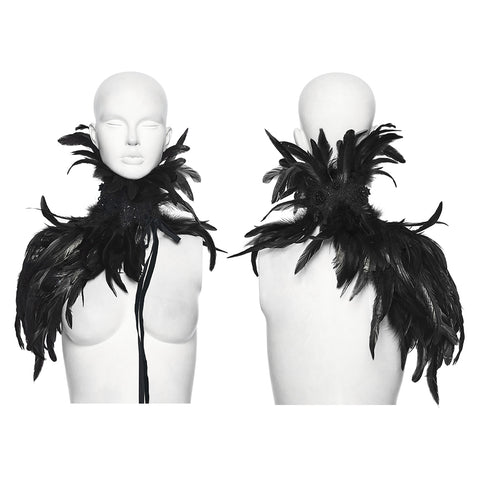 Goth Asymmetric Feather Shawl