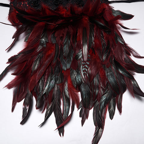 Goth Asymmetric Feather Shawl