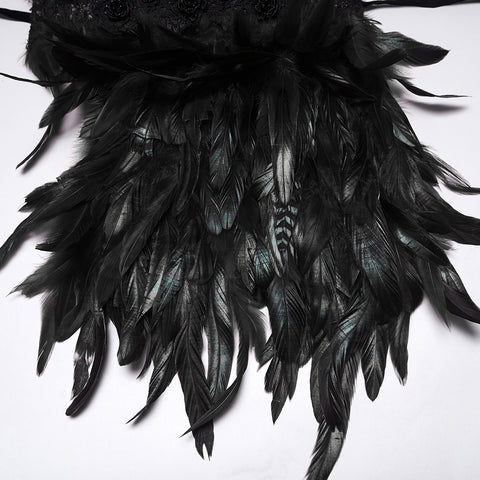 Goth Asymmetric Feather Shawl