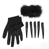 Fluffy Goth Gloves