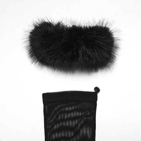 Fluffy Goth Gloves