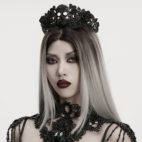 Goth Rose Skull Crown