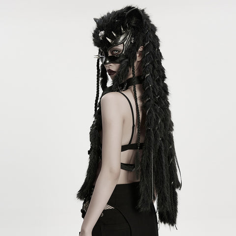 Punk Fox Head Braided Hood