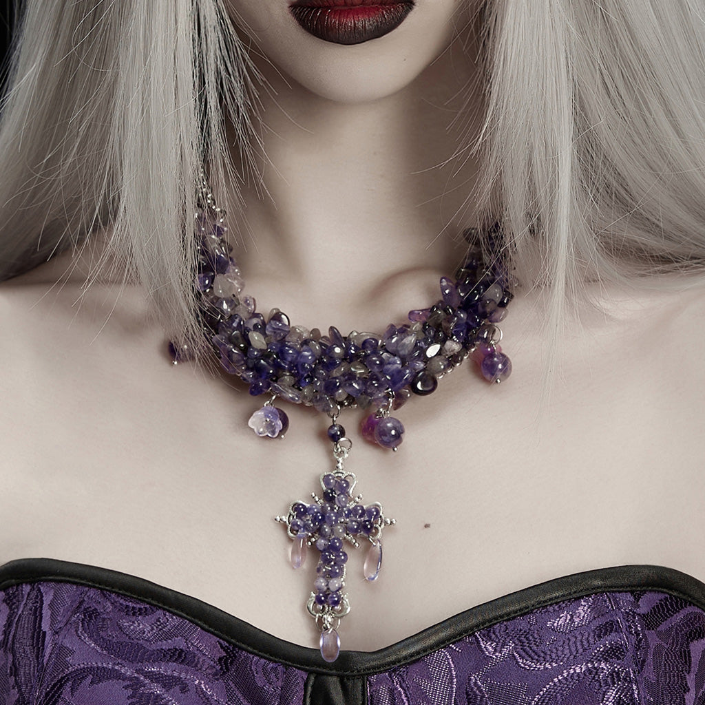 Goth Crystal Cross Necklace– Punkravestore