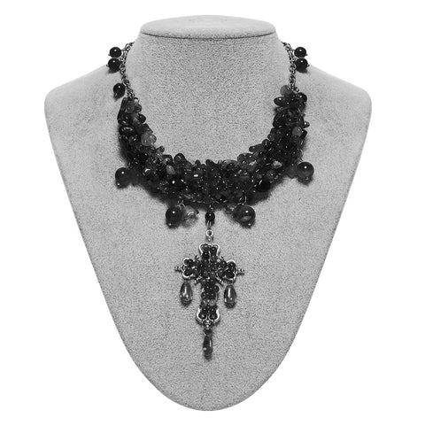 Goth Crystal Cross Necklace