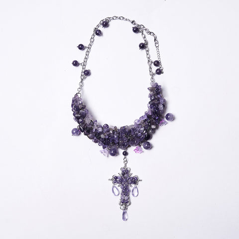 Goth Crystal Cross Necklace