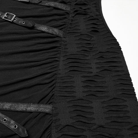 Punk asymmetrical splicing hooded vest