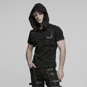 Punk Cracked Hooded T-shirt