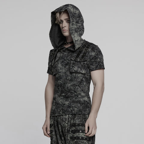 Punk Cracked Hooded T-shirt