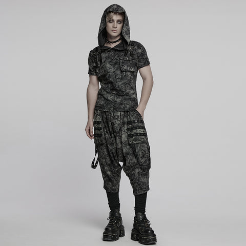 Punk Cracked Hooded T-shirt