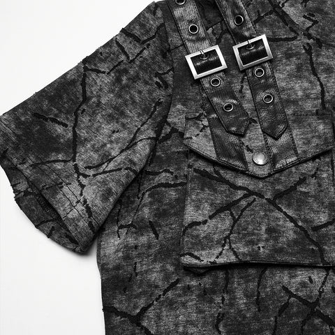 Punk Cracked Hooded T-shirt