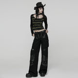 Cool Striped Tattered Punk T-shirt