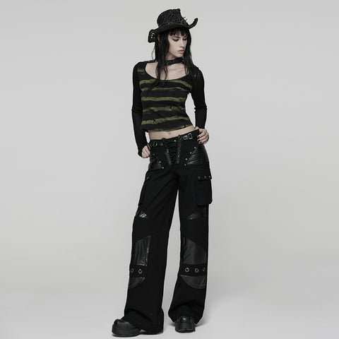 Cool Striped Tattered Punk T-shirt