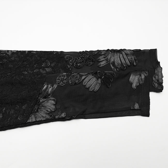 Goth 3D Floral Mesh Lace Undershirt