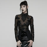 Goth 3D Floral Mesh Lace Undershirt