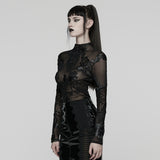 Goth 3D Floral Mesh Lace Undershirt