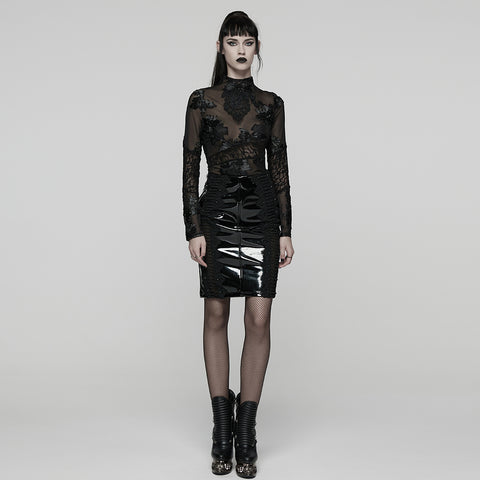 Goth 3D Floral Mesh Lace Undershirt