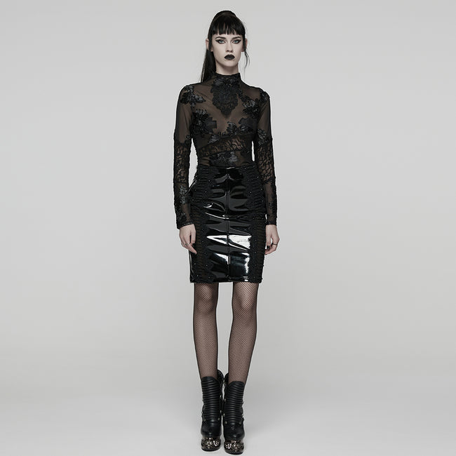 Goth 3D Floral Mesh Lace Undershirt