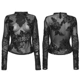 Goth 3D Floral Mesh Lace Undershirt