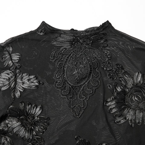 Goth 3D Floral Mesh Lace Undershirt