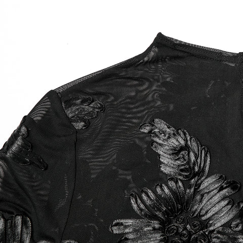Goth 3D Floral Mesh Lace Undershirt
