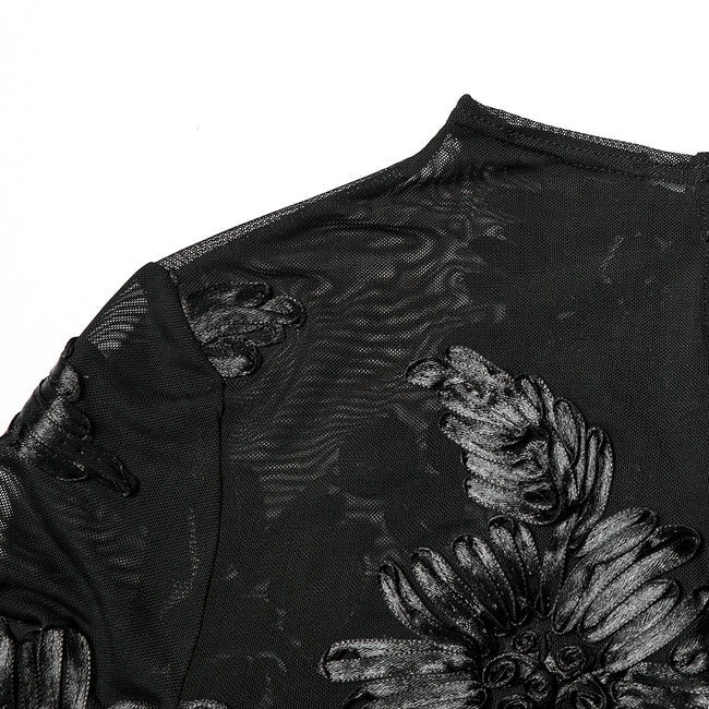 Goth 3D Floral Mesh Lace Undershirt
