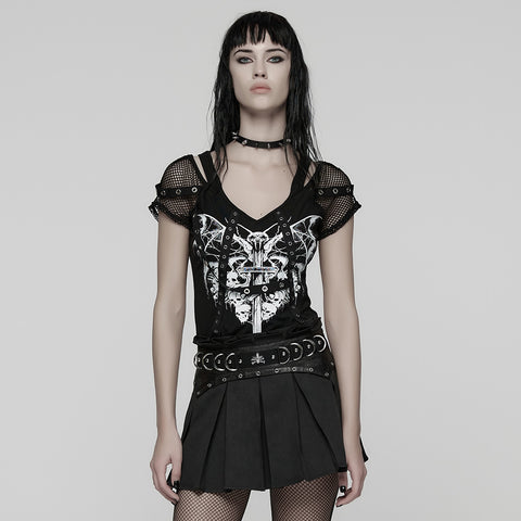 Punk cross print  printed T-shirt