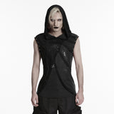 Punk printed hooded T-shirt