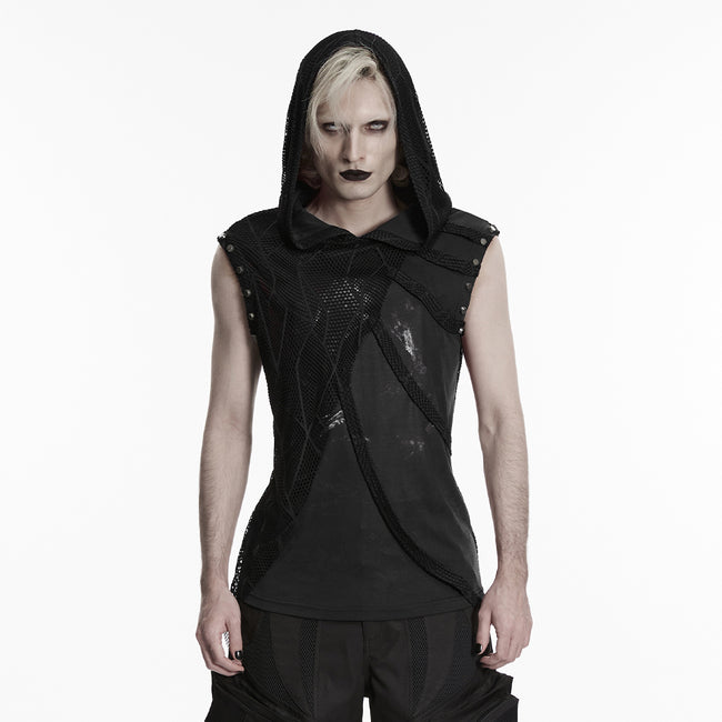 Punk printed hooded T-shirt