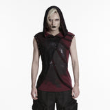 Punk printed hooded T-shirt