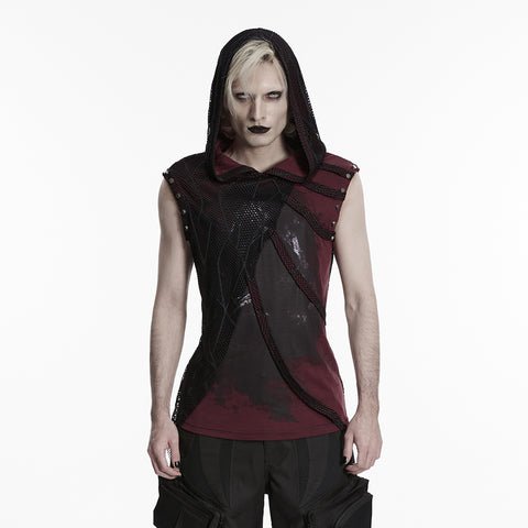 Punk printed hooded T-shirt