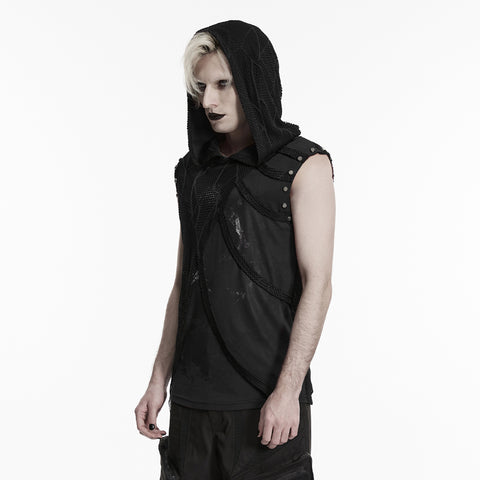Punk printed hooded T-shirt